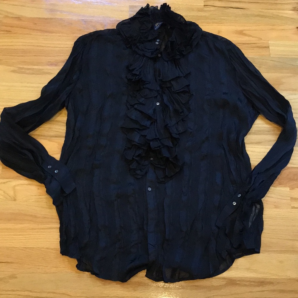 Ralph Lauren black ruffle blouse fits like M-L